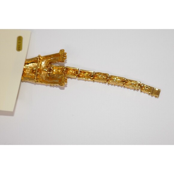 Rucinni Gold Tone Crystal Rhinestones Articulated Cat Tiger 7.5" Brooch Pin - Picture 9 of 10